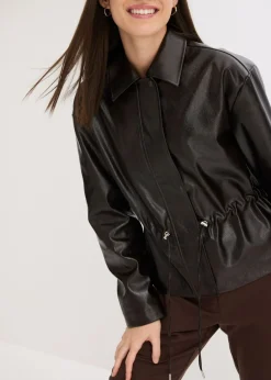 bonprix bonprix Chaqueta de charol sintético Marrón oscuro Online