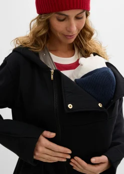 bonprix bonprix Chaqueta de chándal 3 en 1 para el embarazo y después, con inserto para bebé Negro New