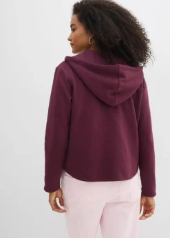 bonprix bonprix Chaqueta de chándal con capucha y poliéster reciclado rojo burdeos Hot
