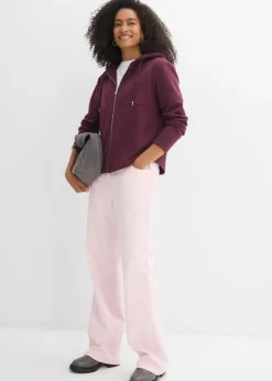 bonprix bonprix Chaqueta de chándal con capucha y poliéster reciclado rojo burdeos Hot