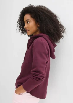 bonprix bonprix Chaqueta de chándal con capucha y poliéster reciclado rojo burdeos Hot