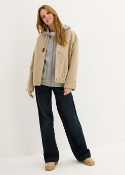 bonprix bonprix Chaqueta de chándal con capucha de punto y bolsillo Gris claro jaspeado New