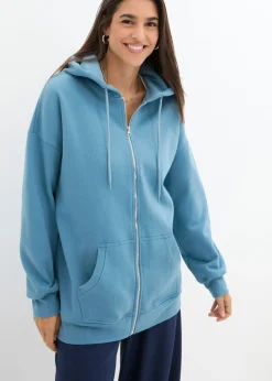 bonprix bonprix Chaqueta de chándal con capucha Azul grisáceo Discount