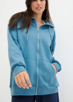 bonprix bonprix Chaqueta de chándal con capucha Azul grisáceo Discount