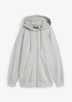 bonprix bonprix Chaqueta de chándal con capucha Gris claro jaspeado Discount
