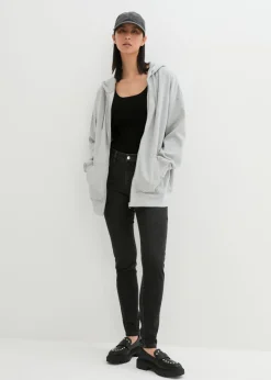 bonprix bonprix Chaqueta de chándal con capucha Gris claro jaspeado Discount