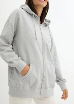 bonprix bonprix Chaqueta de chándal con capucha Gris claro jaspeado Discount