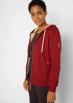 bonprix bonprix Chaqueta de chándal con forro polar rojo castaño Discount