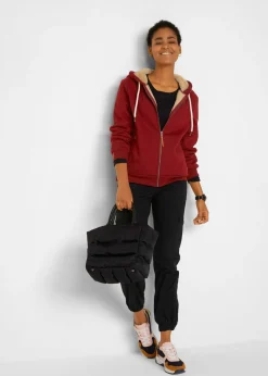 bonprix bonprix Chaqueta de chándal con forro polar rojo castaño Discount