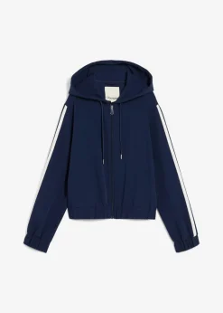 bonprix bonprix Chaqueta de chándal con raya deportiva Azul marino-blanco Sale