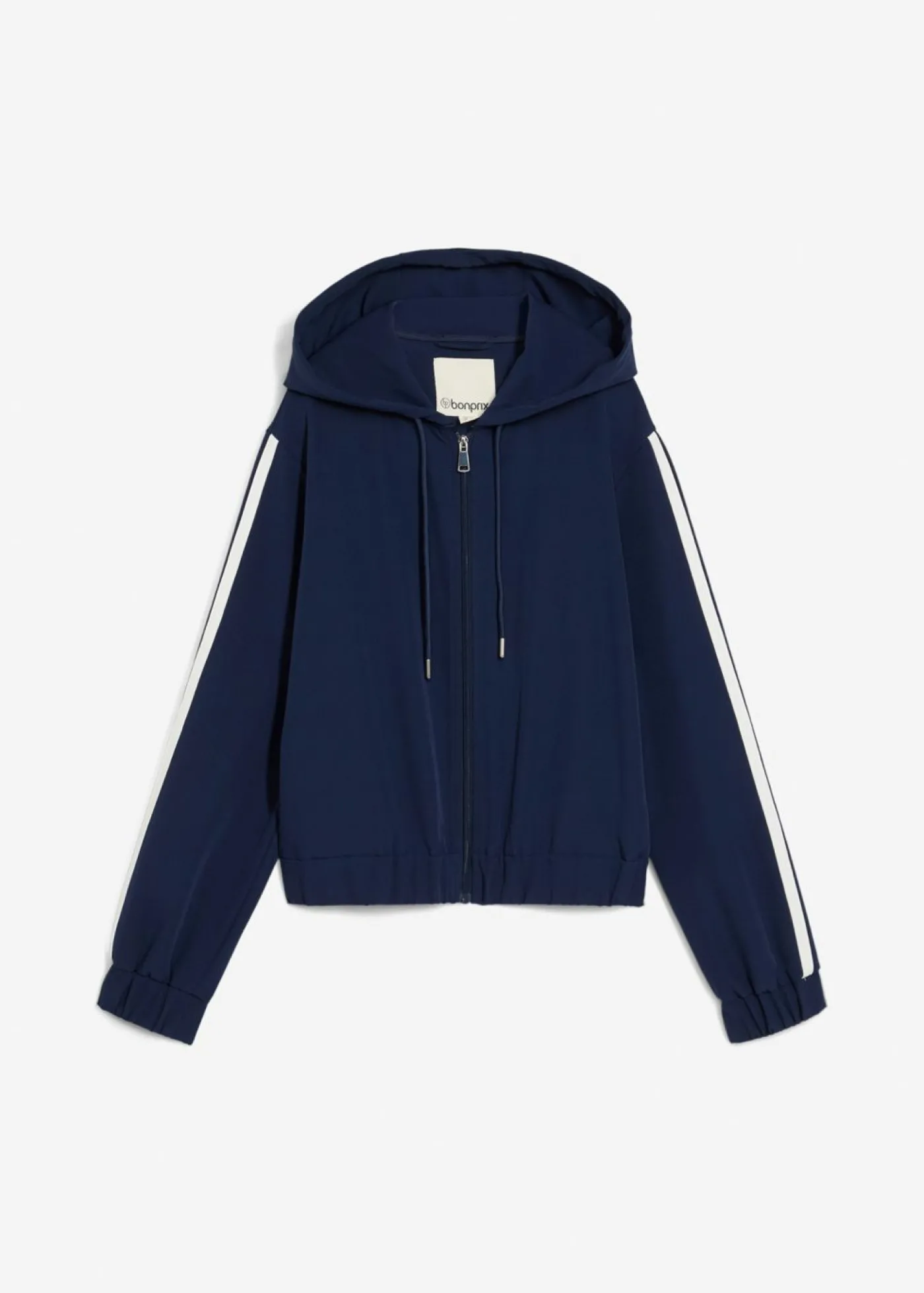 bonprix bonprix Chaqueta de chándal con raya deportiva Azul marino-blanco Sale