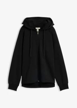 bonprix bonprix Chaqueta de chándal de algodón orgánico puro Negro New