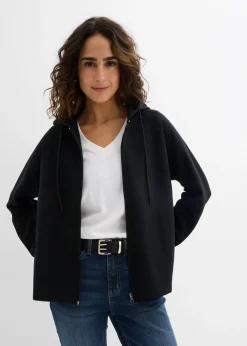 bonprix bonprix Chaqueta de chándal de algodón orgánico puro Negro New