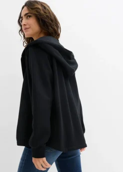 bonprix bonprix Chaqueta de chándal de algodón orgánico puro Negro New