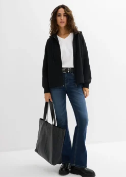bonprix bonprix Chaqueta de chándal de algodón orgánico puro Negro New