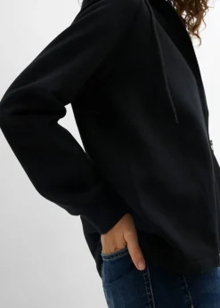 bonprix bonprix Chaqueta de chándal de algodón orgánico puro Negro New