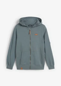 bonprix bonprix Chaqueta de chándal de algodón puro con capucha Verde eucalipto Best