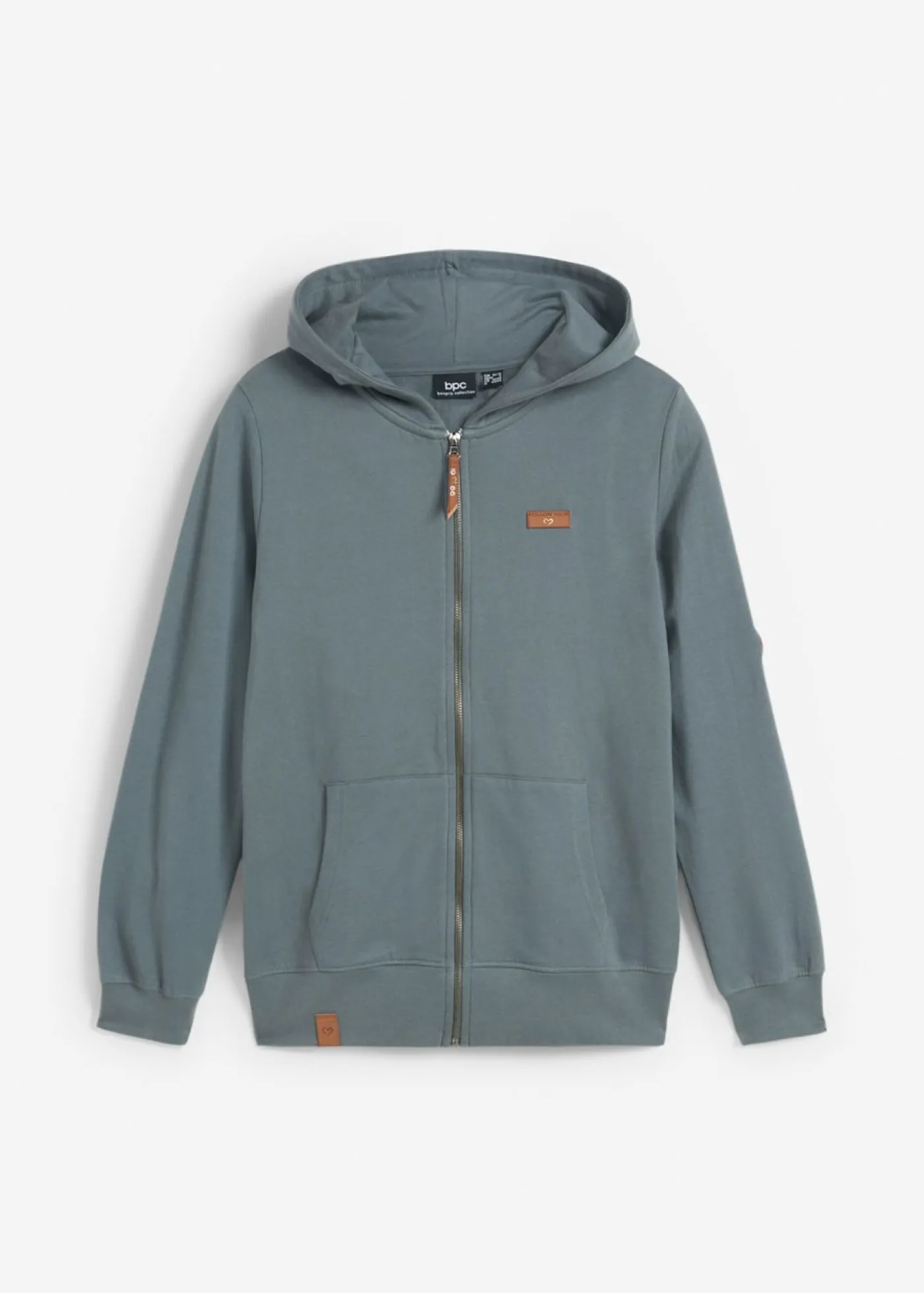 bonprix bonprix Chaqueta de chándal de algodón puro con capucha Verde eucalipto Best