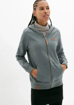 bonprix bonprix Chaqueta de chándal de algodón puro con capucha Verde eucalipto Best
