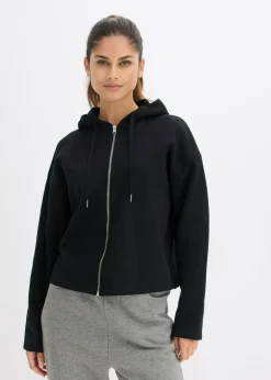 bonprix bonprix Chaqueta de chándal de algodón orgánico puro Negro Sale