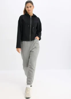 bonprix bonprix Chaqueta de chándal de algodón orgánico puro Negro Sale