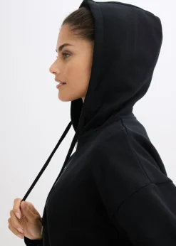 bonprix bonprix Chaqueta de chándal de algodón orgánico puro Negro Sale