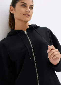 bonprix bonprix Chaqueta de chándal de algodón orgánico puro Negro Sale