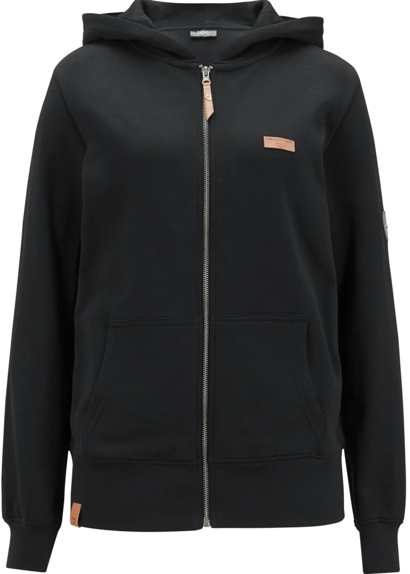 bonprix bonprix Chaqueta de chándal de algodón puro con capucha Negro Sale