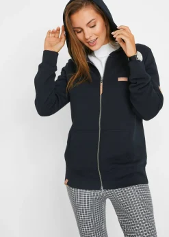 bonprix bonprix Chaqueta de chándal de algodón puro con capucha Negro Sale