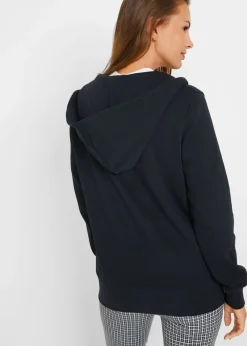 bonprix bonprix Chaqueta de chándal de algodón puro con capucha Negro Sale