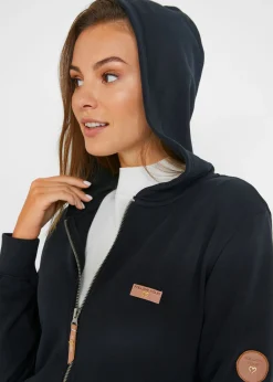 bonprix bonprix Chaqueta de chándal de algodón puro con capucha Negro Sale