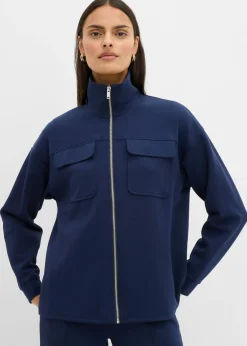 bonprix bonprix Chaqueta de chándal de mezcla de viscosa ligeramente brillante Azul marino Best
