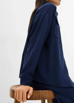 bonprix bonprix Chaqueta de chándal de mezcla de viscosa ligeramente brillante Azul marino Best