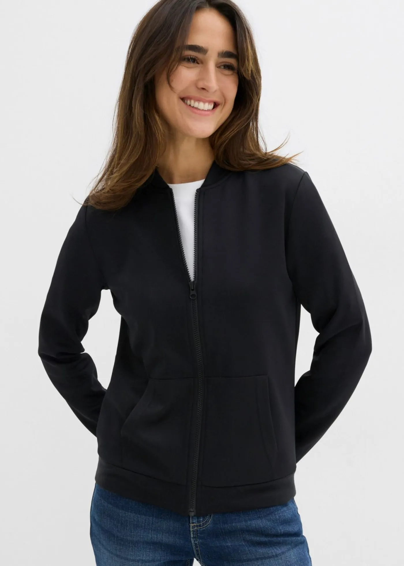 bonprix bonprix Chaqueta de chándal de neopreno con cremallera Negro Hot