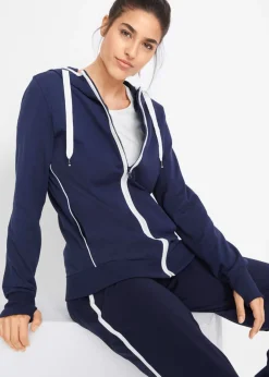 bonprix bonprix Chaqueta de chándal elástica con algodón Azul marino Online