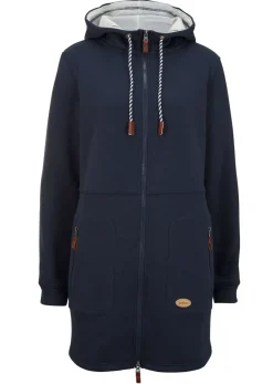 bonprix bonprix Chaqueta de chándal larga con capucha Azul marino Online