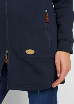 bonprix bonprix Chaqueta de chándal larga con capucha Azul marino Online