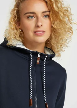 bonprix bonprix Chaqueta de chándal larga con capucha Azul marino Online