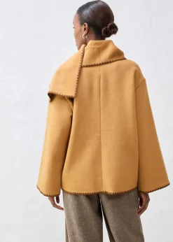 bonprix bonprix Chaqueta de lana con bordado decorativo (conjunto de 2 piezas con bufanda) Avellana Clearance