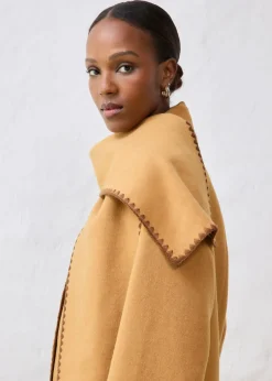 bonprix bonprix Chaqueta de lana con bordado decorativo (conjunto de 2 piezas con bufanda) Avellana Clearance