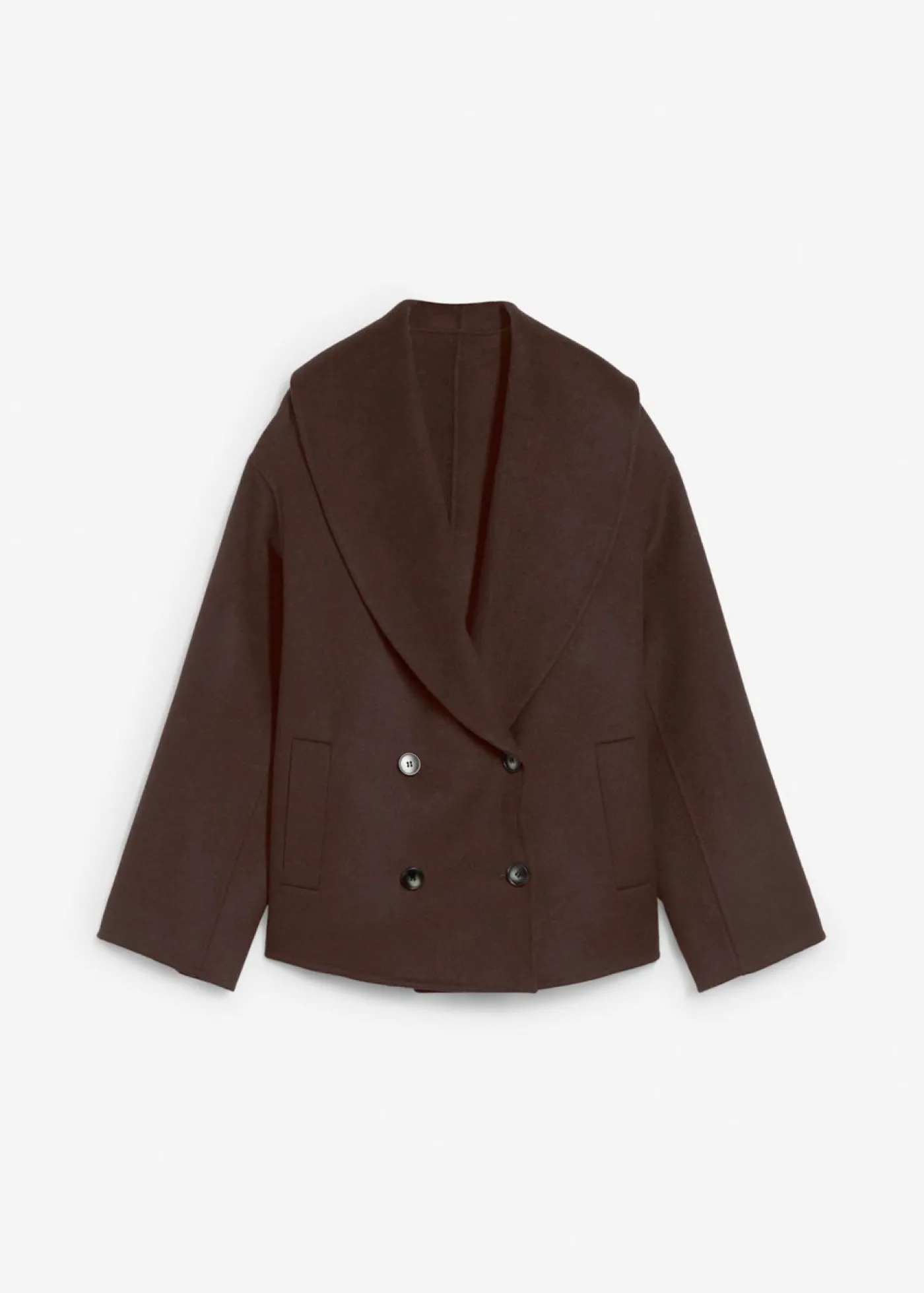 bonprix bonprix Chaqueta de mezcla de lana suave Marrón oscuro Outlet