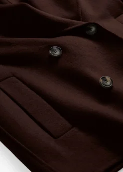 bonprix bonprix Chaqueta de mezcla de lana suave Marrón oscuro Outlet