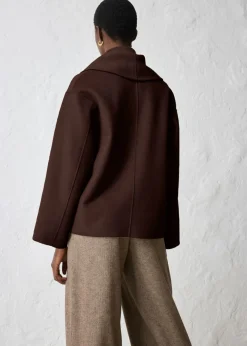 bonprix bonprix Chaqueta de mezcla de lana suave Marrón oscuro Outlet