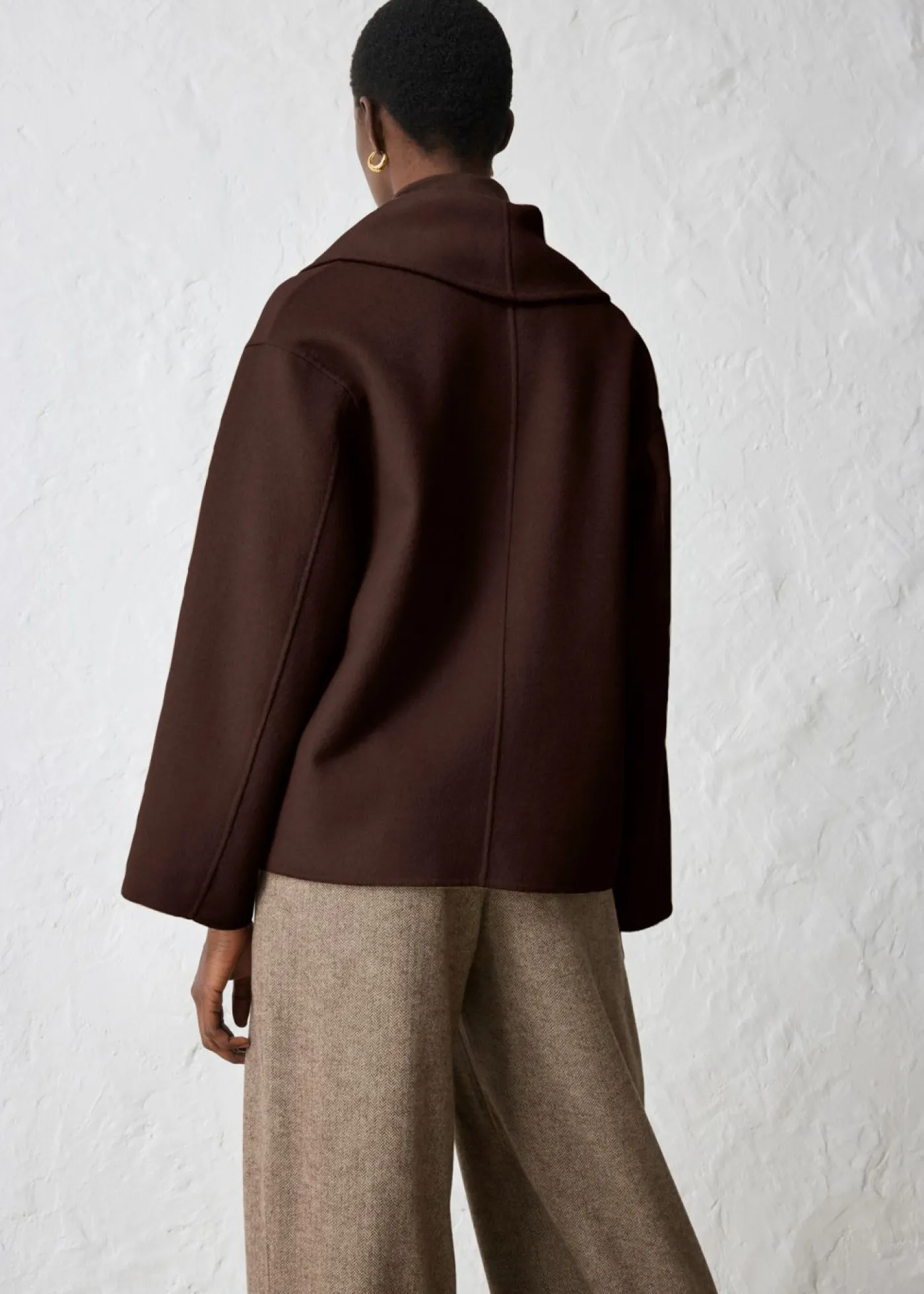 bonprix bonprix Chaqueta de mezcla de lana suave Marrón oscuro Outlet