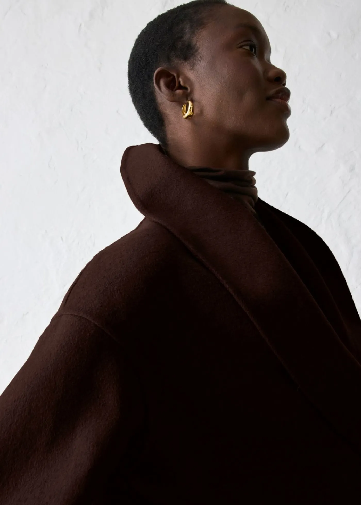 bonprix bonprix Chaqueta de mezcla de lana suave Marrón oscuro Outlet