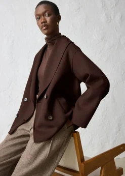 bonprix bonprix Chaqueta de mezcla de lana suave Marrón oscuro Outlet