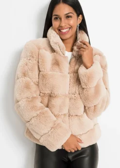 bonprix bonprix Chaqueta de pelo sintético con cremallera rosa pálido New