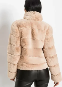 bonprix bonprix Chaqueta de pelo sintético con cremallera rosa pálido New