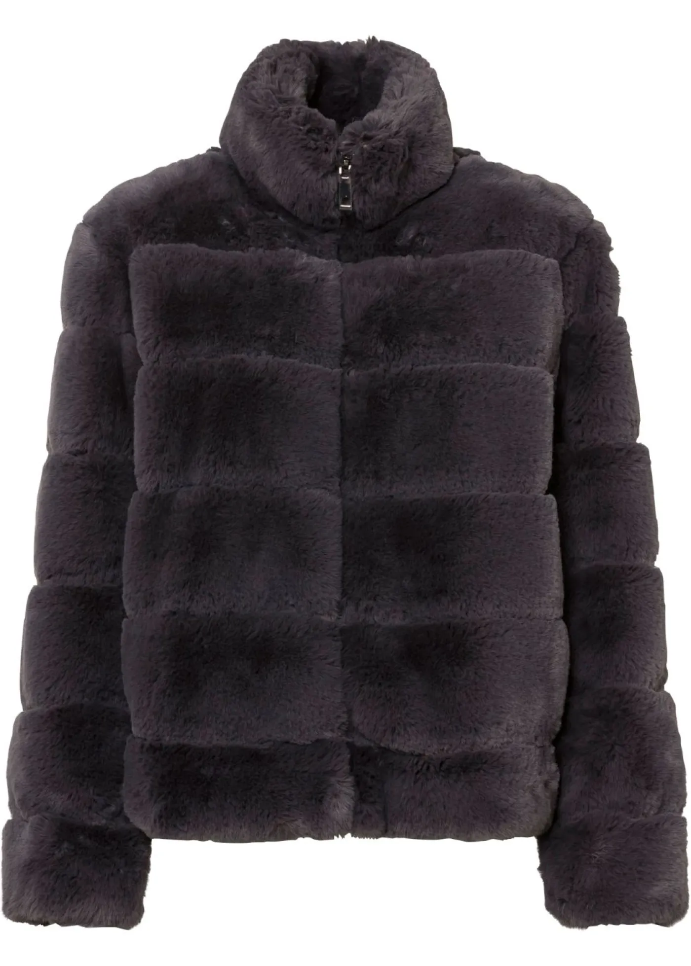 bonprix bonprix Chaqueta de pelo sintético con cremallera pizarra Discount