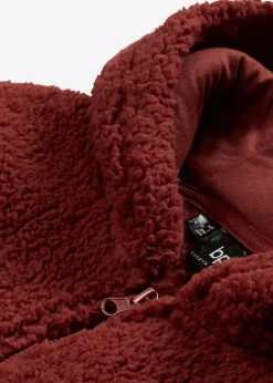 bonprix bonprix Chaqueta de peluche, corte en A, con aberturas laterales Marrón almendra Outlet